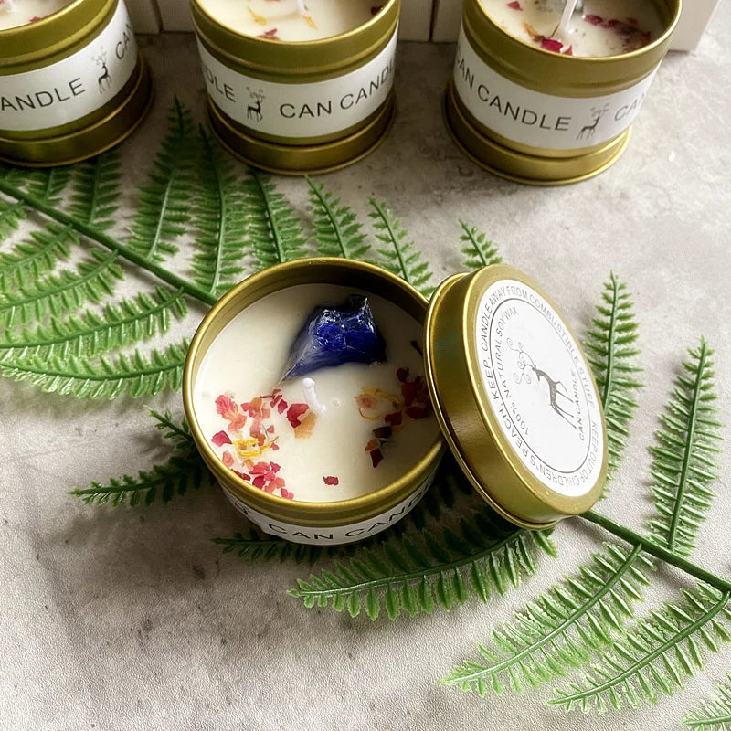 Soy Candles - Crystal Stone Dried Flower 