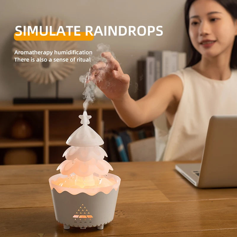 2024 New Design Aromatherapy Essential Oil Diffuser 360ML, Air Diffuser/Raindrop Humidifier, Suitable for Home Christmas Gift