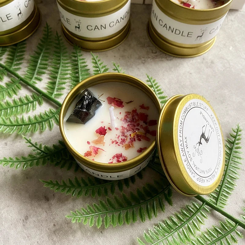 Soy Candles - Crystal Stone Dried Flower 