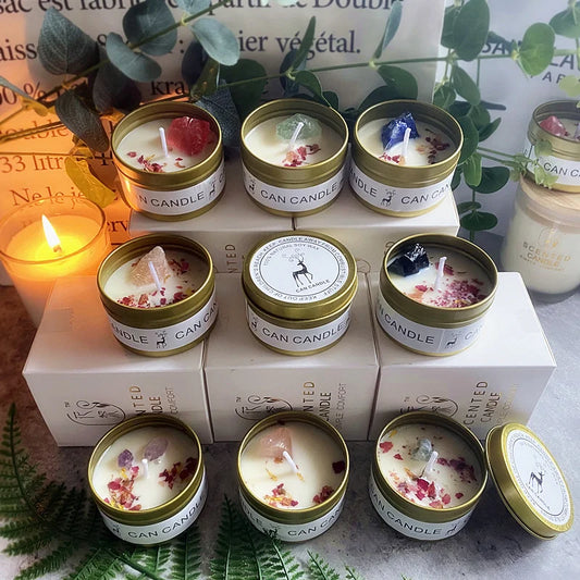 Soy Candles - Crystal Stone Dried Flower 